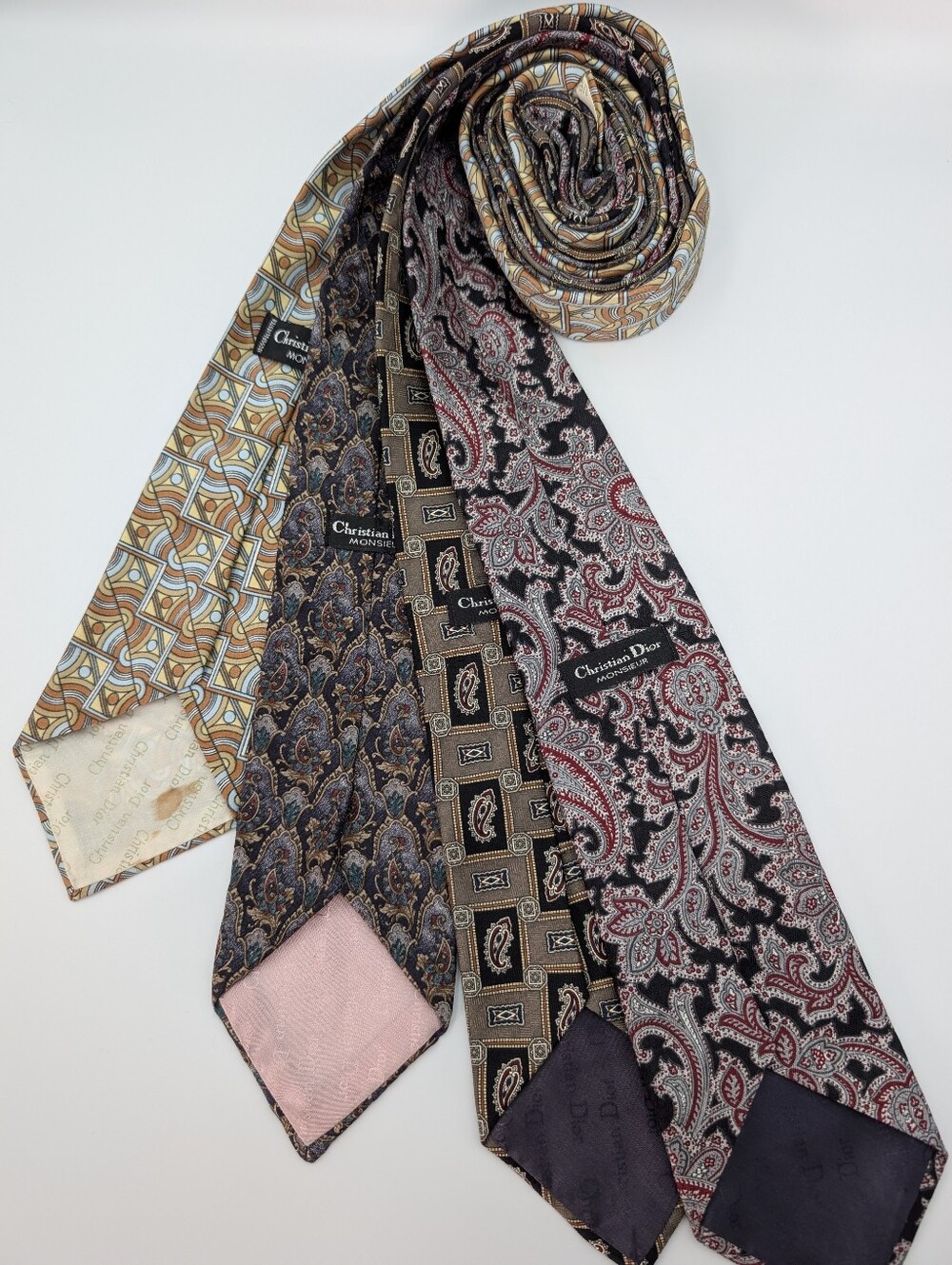 Vintage Christian Dior Assorted Men’s Wide Neck Ties Silk And Blends